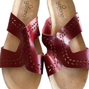 Yokono Red Die cut Leather wedge Spain Size 9.5